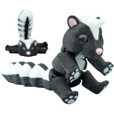 Articulated Skunk Fidget Figurine – Flexible Desk Toy & Collectible Animal Model for Teens & Adults – 3D Printed in Canada — 3D Printed Collectible by 3DCentral