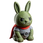 Orc Bunny Figurine – Fantasy Warrior Bunny with Cape – Cute & Angry Desk Companion for Gamers & Collectors – Fanged Goblin Bunny Statue