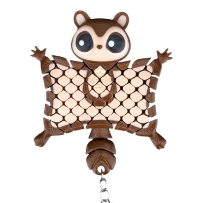 Merle the Flying Squirrel Fidget Keychain – Flexible Articulated Mesh Animal Figurine for Stress Relief & Bag Charm – Cute 3D Printed Squirrel Accessory – 3D Printed in Canada — 3D Printed Collectible by 3DCentral