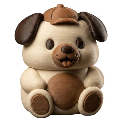 Happy Puppy Teddy Bear Cub Figurine – Cute Dog-Inspired Collectible for Shelf Display, Desk Decor – 3D Printed in Canada