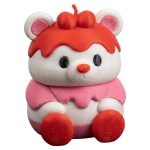 Cherry Cheesecake Teddy Bear Figurine – Cute Dessert-Inspired Bear Sculpture for Desk, Shelf, or Gift Display