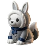Arctic Fox Bunny Figurine – Winter-Inspired Collectible Animal Sculpture for Shelf, Desk or Display – Cute Anthro Companion Gift for Teens & Adults – 3D Printed in Canada