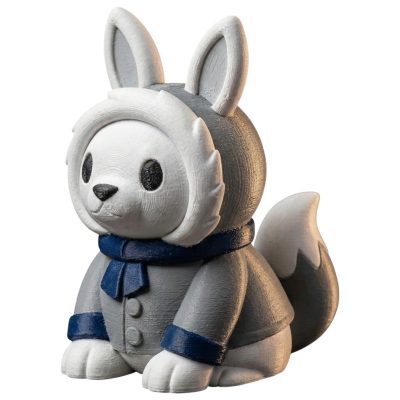 Arctic Fox Bunny Figurine – Winter-Inspired Collectible Animal Sculpture for Shelf, Desk or Display – Cute Anthro Companion Gift for Teens & Adults – 3D Printed in Canada