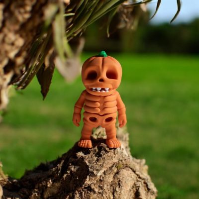 Tiny Pumpkin Skeleton Figurines – Set of 5 Cute Creepy Halloween Minis with Skull Faces & Pumpkin Heads – Wigglitz Fall Decor – 3D Printed in Canada — 3D Printed Collectible by 3DCentral