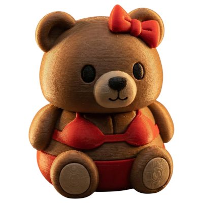 Bikini Teddy Bear Cub Figurine – Cute Bear Decor with Red Swimsuit – Collectible Kawaii-Inspired Desk Companion