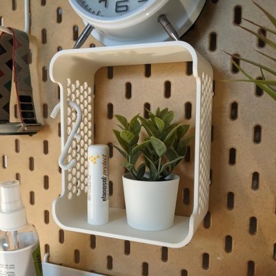 Pegboard Double-Shelf Organizer for IKEA SKÅDIS – Hex Grid Storage Basket for Plants, Decor, and Desk Items – 3D Printed in Canada — 3D Printed Collectible by 3DCentral