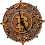 Bitcoin Aztec Wall Clock – Aztec-Inspired Design with Bitcoin Symbol – Silent Quartz Movement – Crypto Trader Decor for Office, Home or Trading Room