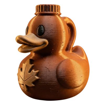 Maple Syrup Duck Figurine — Cute Canada Duck with Maple Leaf & Bottle Cap Design — Shelf Decor or Collectible Gift for Duck Lovers