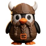 Braided Beard Viking Penguin Figurine – Nordic Style Penguin Sculpture with Horned Helmet & Braids – Funny Desk Decor or Gift for Penguin Lovers & Collectors