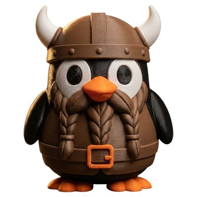 Braided Beard Viking Penguin Figurine – Nordic Style Penguin Sculpture with Horned Helmet & Braids – Funny Desk Decor or Gift for Penguin Lovers & Collectors