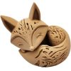 Wood-Carved Sleeping Fox Figurine – Woodland Décor — 3D Printed Foxes by 3DCentral