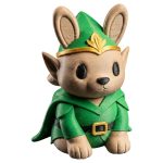 Fantasy Elf Bunny Figurine – Cute Woodland Animal in Green Cloak & Gold Crown – Elfcore Shelf Décor, RPG Gift, DND Style Bunny Statue