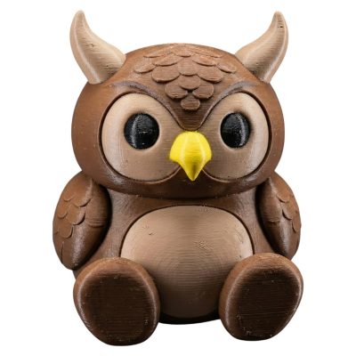 Horned Owl Figurine with Teddy Bear Style – Cute Woodland Animal Décor for Desk, Shelf or Gift Display – Collectible Bird Sculpture for Teens & Adults