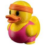 80s Aerobics Duck Figurine – Retro Workout Duck Collectible in Headband & Leotard – Funny 3D Printed Shelf Décor for Desk or Display