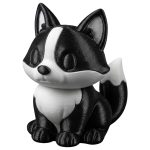Border Collie Fox Figurine – Cute Black and White Animal Sculpture for Desk, Shelf or Gift – Collectible Dog Fox Blend Statue