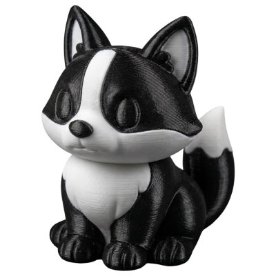 Border Collie Fox Figurine – Cute Black and White Animal Sculpture for Desk, Shelf or Gift – Collectible Dog Fox Blend Statue