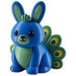 Peacock Bunny Collectible Figurine - Unique Desk Decor for Adults