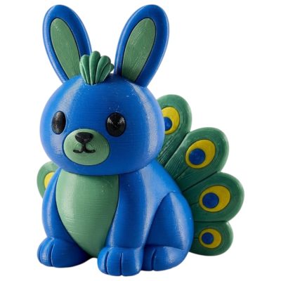 Peacock Bunny Collectible Figurine - Unique Desk Decor for Adults