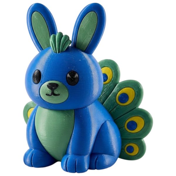 Peacock Bunny Collectible Figurine – Unique Desk Decor for Adults