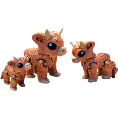 Tiny Highland Cow Figurine – Articulated Farm Animal Collectible with Realistic Fur Texture & Poseable Design – 3D Printed in Canada — 3D Printed Collectible by 3DCentral