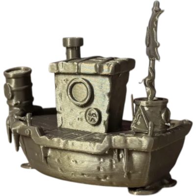 Wasteland Tugboat – Oozing Industrial Boat Sculpture for Display, Gifting & Conversation – 3D Printed in Canada — 3D Printed Collectible by 3DCentral