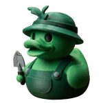 Gardener Duck Figurine – Cute Green Duck Collectible for Plant Lovers, Garden Shelf or Desk Display