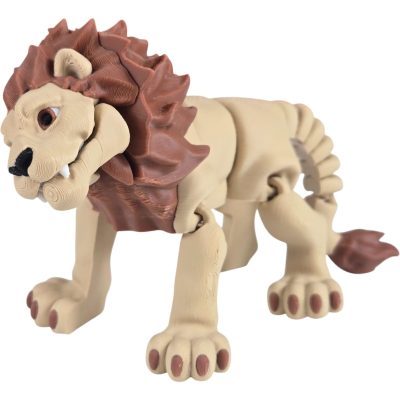 Articulated Savannah Lion Figurine – Desk Fidget for Teens & Adults – Stress Relief & Collectible – 3D Printed in Canada — 3D Printed Collectible by 3DCentral