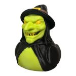 Evil Witch Duck Figurine – Creepy Rubber Duck Halloween Decor Hybrid with Wicked Smile & Hat
