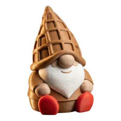Waffle Gnome Figurine – Cute Dessert-Inspired Shelf Decor for Office, Home or Tiered Trays – 3D Printed in Canada — 3D Printed Collectible by 3DCentral