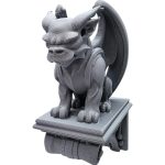 Wall-Mount Seated Gargoyle Figurine – Gothic Fantasy Decor for Indoors or Outdoors – Architectural Monster Sculpture with Winged Detail