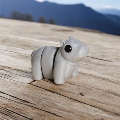 Mini Baby Hippo Figurine 5-Pack – Cute Articulated Desk Pets & Animal Collectibles for Teens & Adults – Pocket-Sized Fidget Toys – 3D Printed in Canada — 3D Printed Collectible by 3DCentral