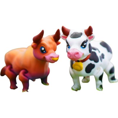 Articulated Cow & Bull Figurine 2-Pack – Flexible Farm Animal Collectibles with Poseable Joints – Fun Desk Decorations or Display Models – 3D Printed in Canada — 3D Printed Collectible by 3DCentral