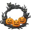 The Cozy Patch Halloween Wreath – Black Cat and Pumpkin Jack-o'-Lantern Wall Décor – Spooky Front Door Decoration for Haunted House & Party Display – 3D Printed in Canada — 3D Printed Collectible by 3DCentral