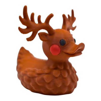 Reindeer Duck Figurine – Festive Car Dashboard & Desk Decor – Holiday Collectible – 3D Printed in Canada — 3D Printed Collectible by 3DCentral