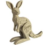 Wood-Carved Kangaroo Figurine – Australian Marsupial Sculpture