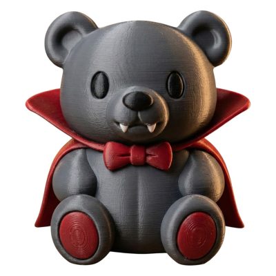 Vampire Teddy Bear Figurine – Cute Gothic Bear with Cape & Fangs for Desk Décor, Collectibles, or Halloween Display – 3D Printed in Canada — 3D Printed Collectible by 3DCentral