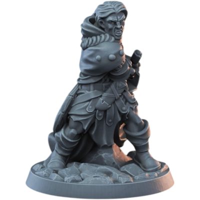 Fighter Male Miniature with Sword & Cloak for Fantasy Tabletop RPGs – 32mm Resin Model for Painting & Roleplaying – 3D Printed in Canada — 3D Printed Collectible by 3DCentral