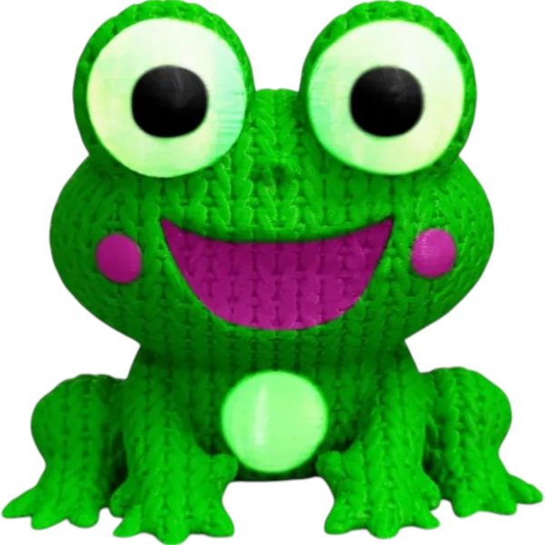 Figurine grenouille tricotée souriante