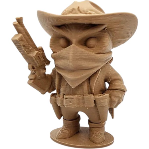 Figurine de hibou hors-la-loi avec chapeau de cowboy et revolver