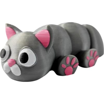 Cute Articulated Cat Figurine – Posable Kawaii Kitty Shelf Buddy for Desk or Gifting – 3D Printed in Canada — 3D Printed Collectible by 3DCentral