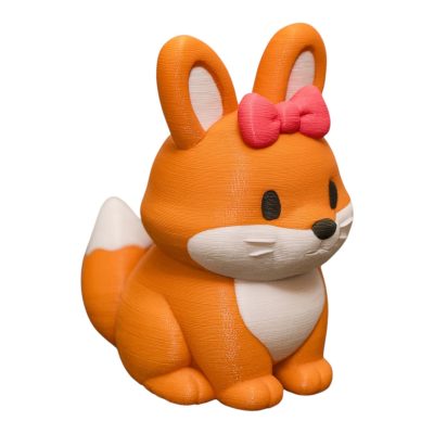 Bunny Fox Figurine – Adorable Animal Shelf Decor for Desk, Office or Bedroom – Collectible Orange Fox Rabbit Hybrid Statue – 3D Printed in Canada — 3D Printed Collectible by 3DCentral
