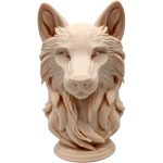 Wolf Bust Sculpture – Woodland Predator Figurine for Rustic Shelf or Desk Display