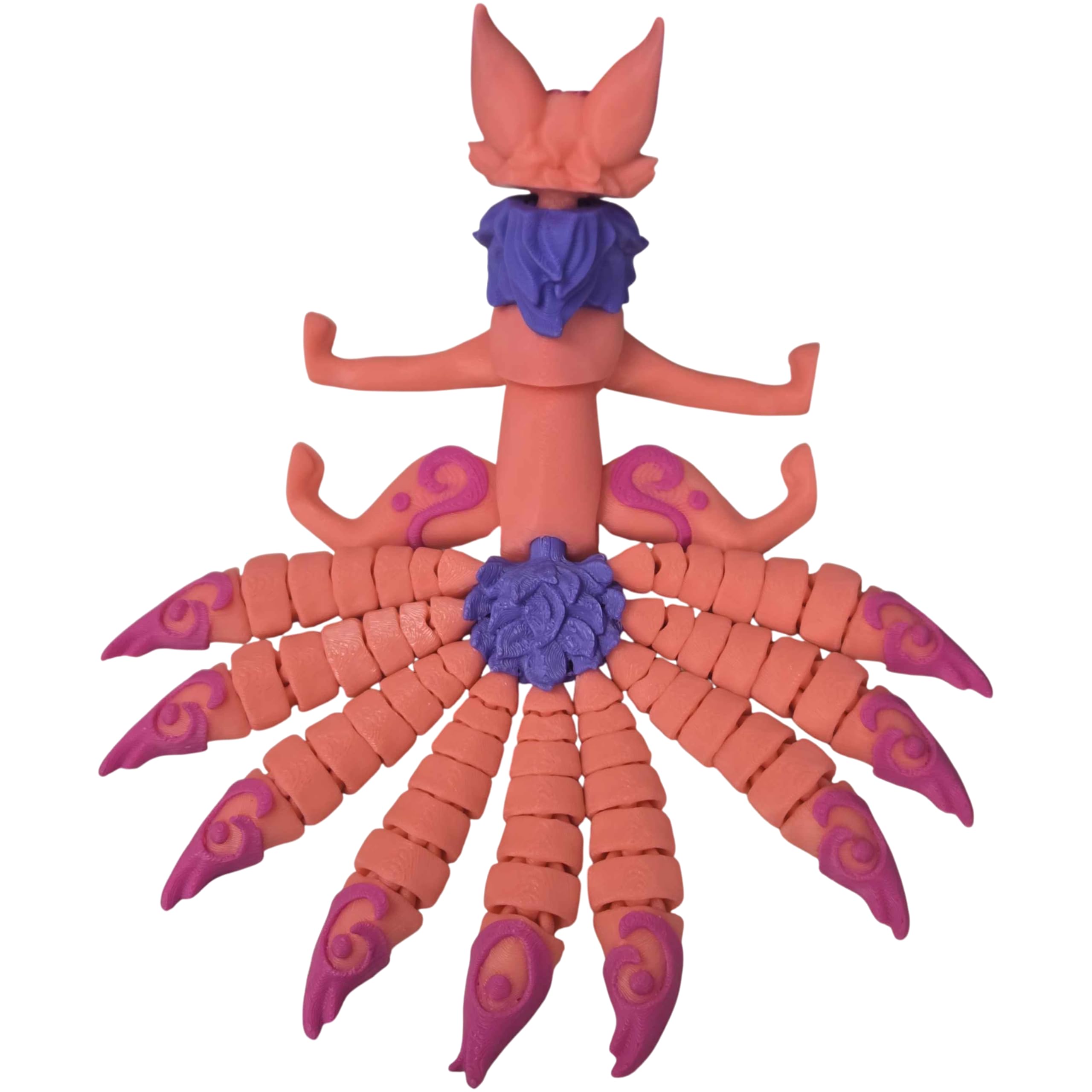 Articulated Twisty Kitsune Fox Figurine – Nine-Tailed Japanese Fox Spirit Statue – Demon Fox Collectible Mythical Desk Ornament & Home Decor – 3D Printed in Canada — 3D Printed Collectible by 3DCentral