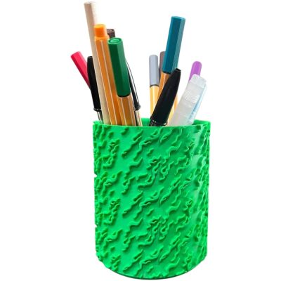 Flamecrest Pen Holder – Textured Desk Organizer for Pens, Brushes, Tools & Office Supplies, Stylish Wavy Storage Cup – 3D Printed in Canada — 3D Printed Collectible by 3DCentral