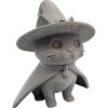 Caped Witch Cat Figurine – Cute Halloween Cat with Hat and Cape, Paintable DIY Decoration or Shelf Ornament – 3D Printed in Canada — 3D Printed Collectible by 3DCentral