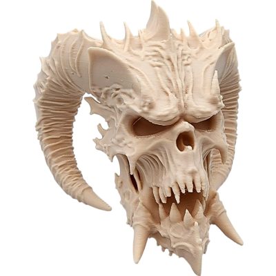 Big-Horn Demon Skull – Spiked Gothic Skull Sculpture with Twisted Horns for Dark Fantasy Decor or Horror Displays – 3D Printed in Canada — 3D Printed Collectible by 3DCentral