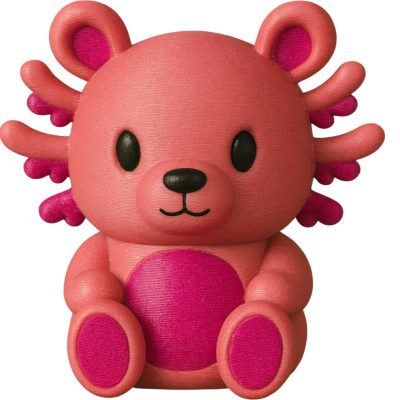 Cute Axolotl Teddy Bear Figurine – Adorable Pink Axolotl-Bear Hybrid for Shelf Decor, Desk Display, or Gift Ideas – 3D Printed in Canada — 3D Printed Collectible by 3DCentral