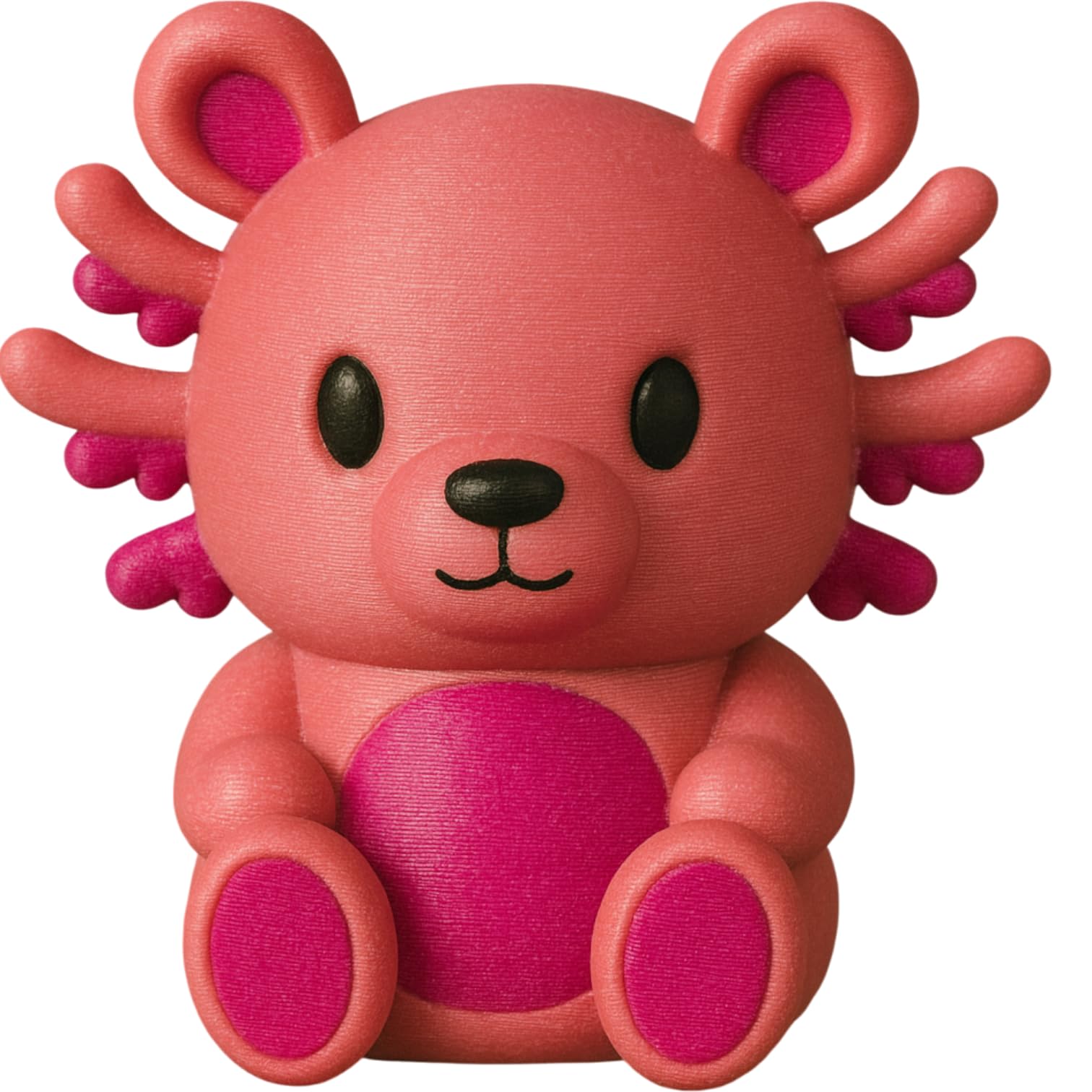 Cute Axolotl Teddy Bear Figurine – Adorable Pink Axolotl-Bear Hybrid for Shelf Decor, Desk Display, or Gift Ideas – 3D Printed in Canada — 3D Printed Collectible by 3DCentral