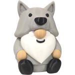 Wolf Gnome Figurine – Nordic Garden Mythical Decor for Shelf, Desk, or Fairy Village Scene