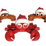 Articulated Christmas Crab with Santa Hat